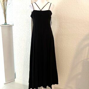 NWOT Zara Linen Blend Black Midi Dress